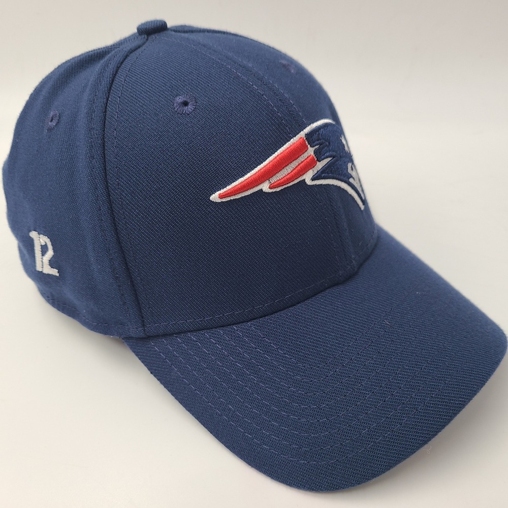New England Patriots Hat Fitted L-XL New Era 39Thirty Blue NFL Tom Brady #12 Men